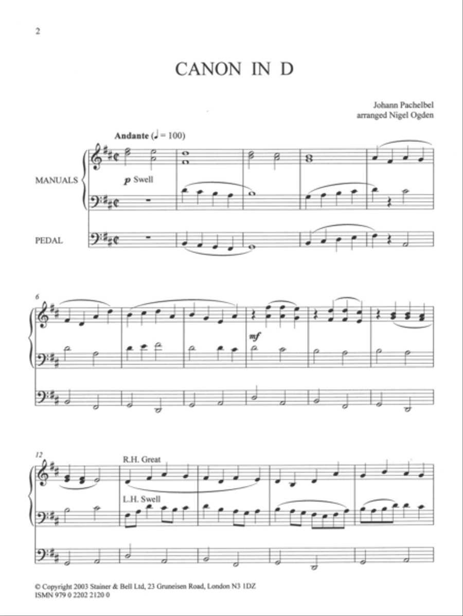 Canon in D Canon in D Organ scores gallery preview page 2