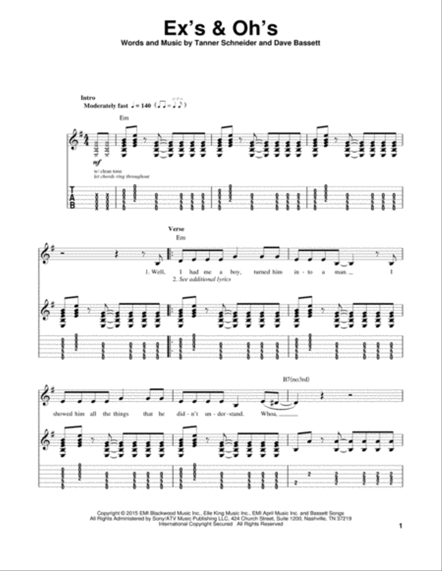 Ex's & Oh's Electric Guitar scores gallery preview page 1