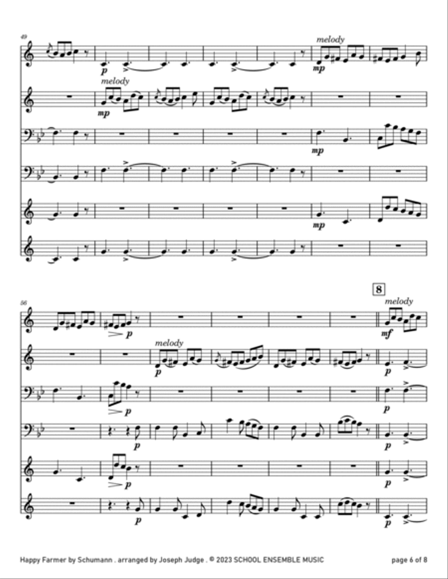 Happy Farmer by Schumann for Brass Quartet in Schools Brass Quartet scores gallery preview page 6