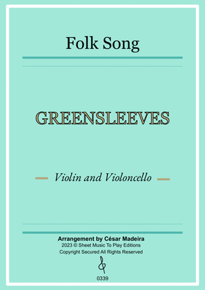 Book cover for Greensleeves - Violin and Cello - W/Chords (Full Score and Parts)