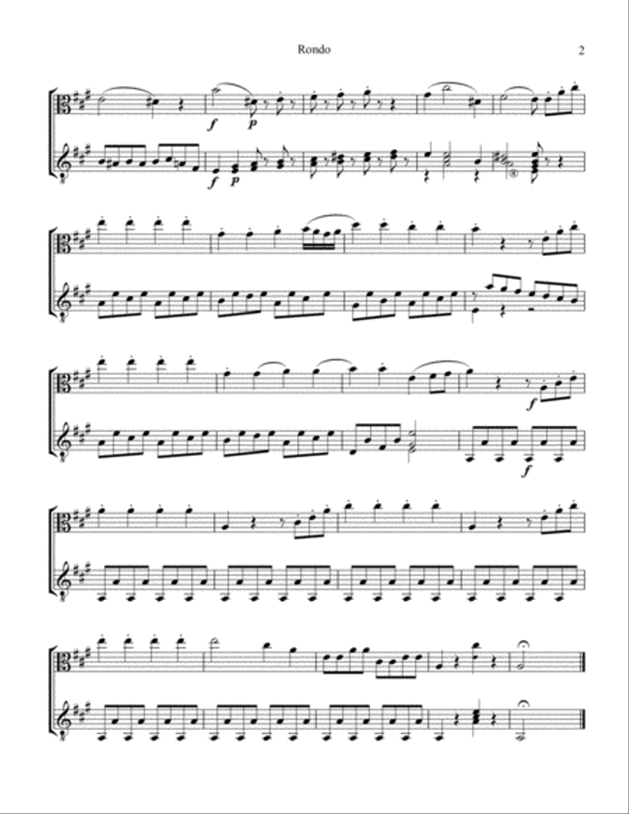 Rondo from Eine kleine Nachtmusik for viola and guitar String Duet scores gallery preview page 2