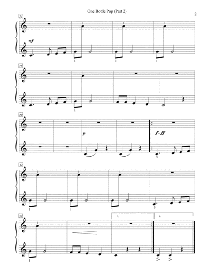 One Bottle of Pop (1 Piano/6 Hands) Easy Piano scores gallery preview page 5
