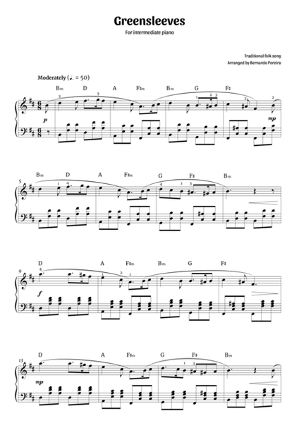 Greensleeves (intermediate piano – B minor) image number null