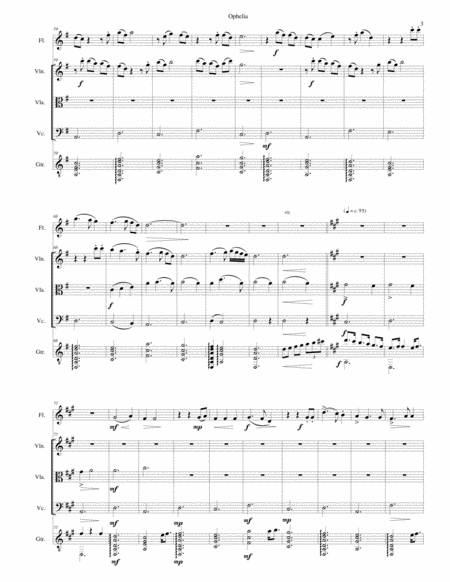 Ophelia for flute, string trio and guitar image number null