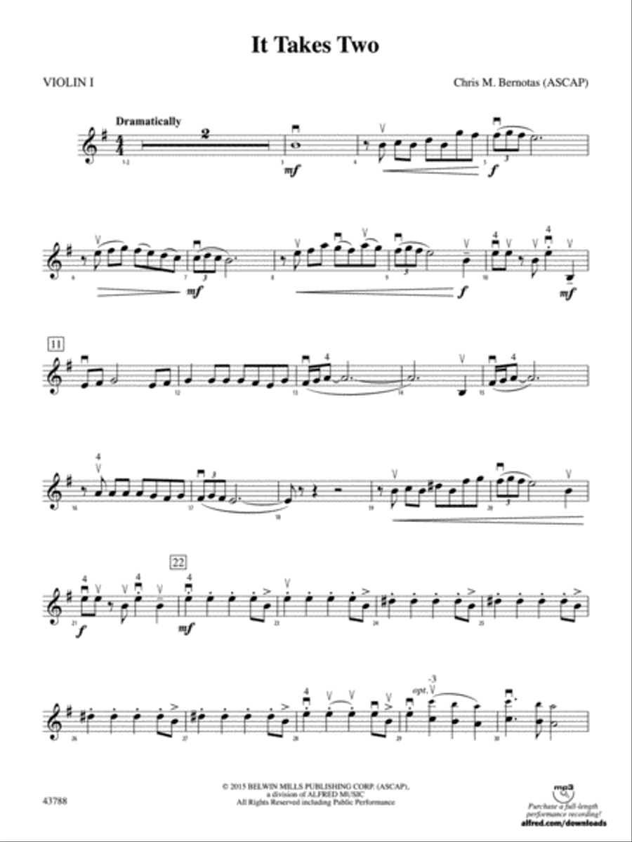 It Takes Two: 1st Violin String Orchestra scores gallery preview page 1