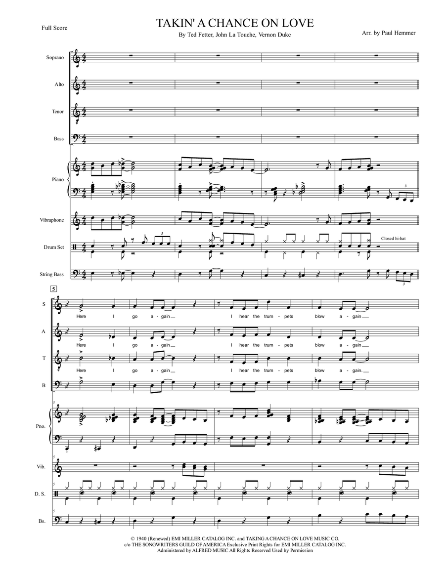 Taking A Chance On Love 4-Part scores gallery preview page 1