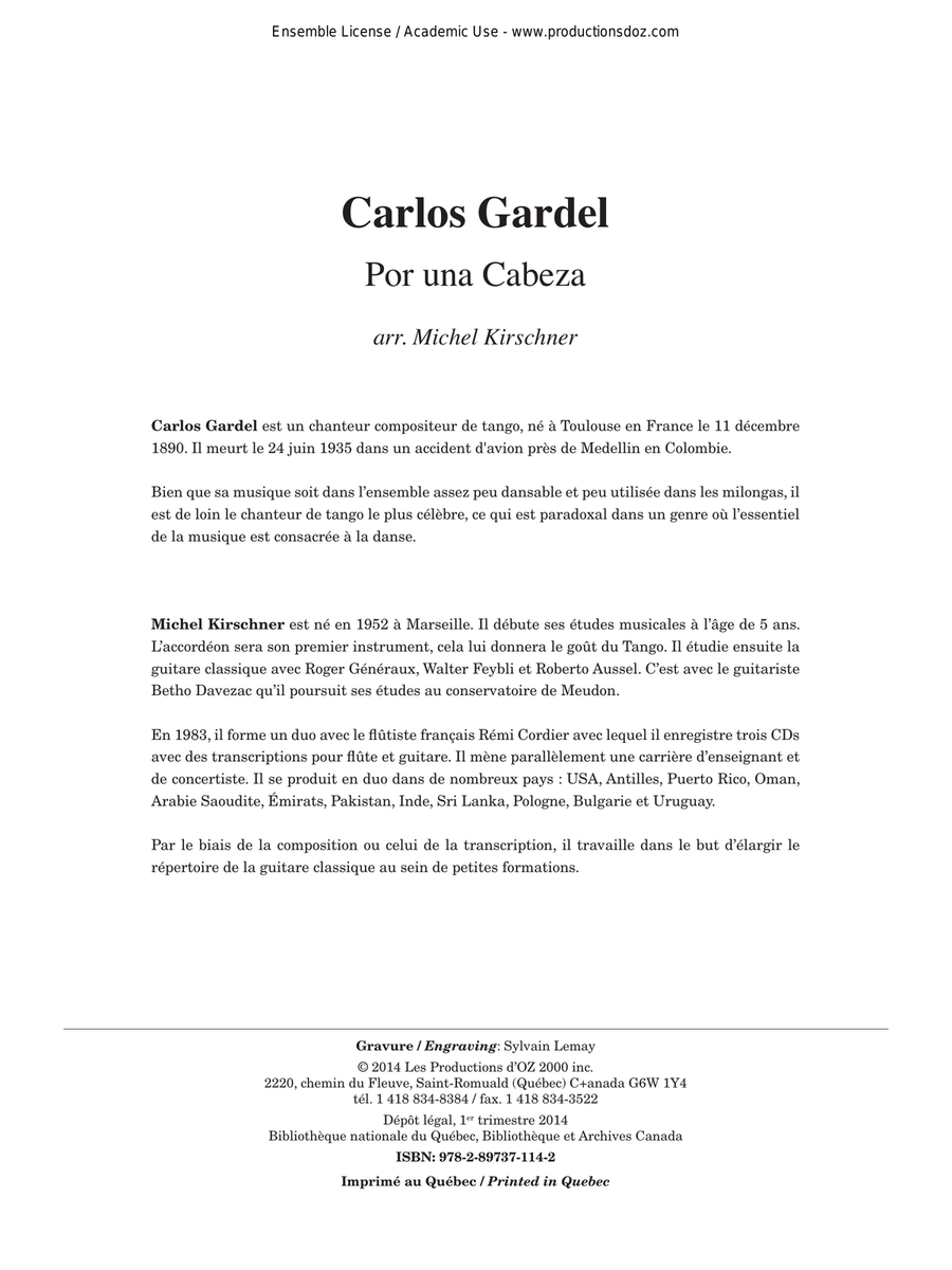 Por una Cabeza Por una Cabeza Classical Guitar scores gallery preview page 1
