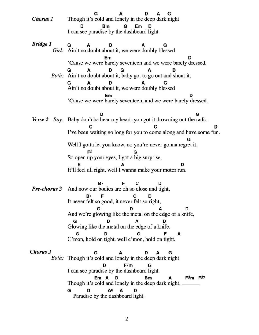 Paradise By The Dashboard Light Acoustic Guitar scores gallery preview page 2