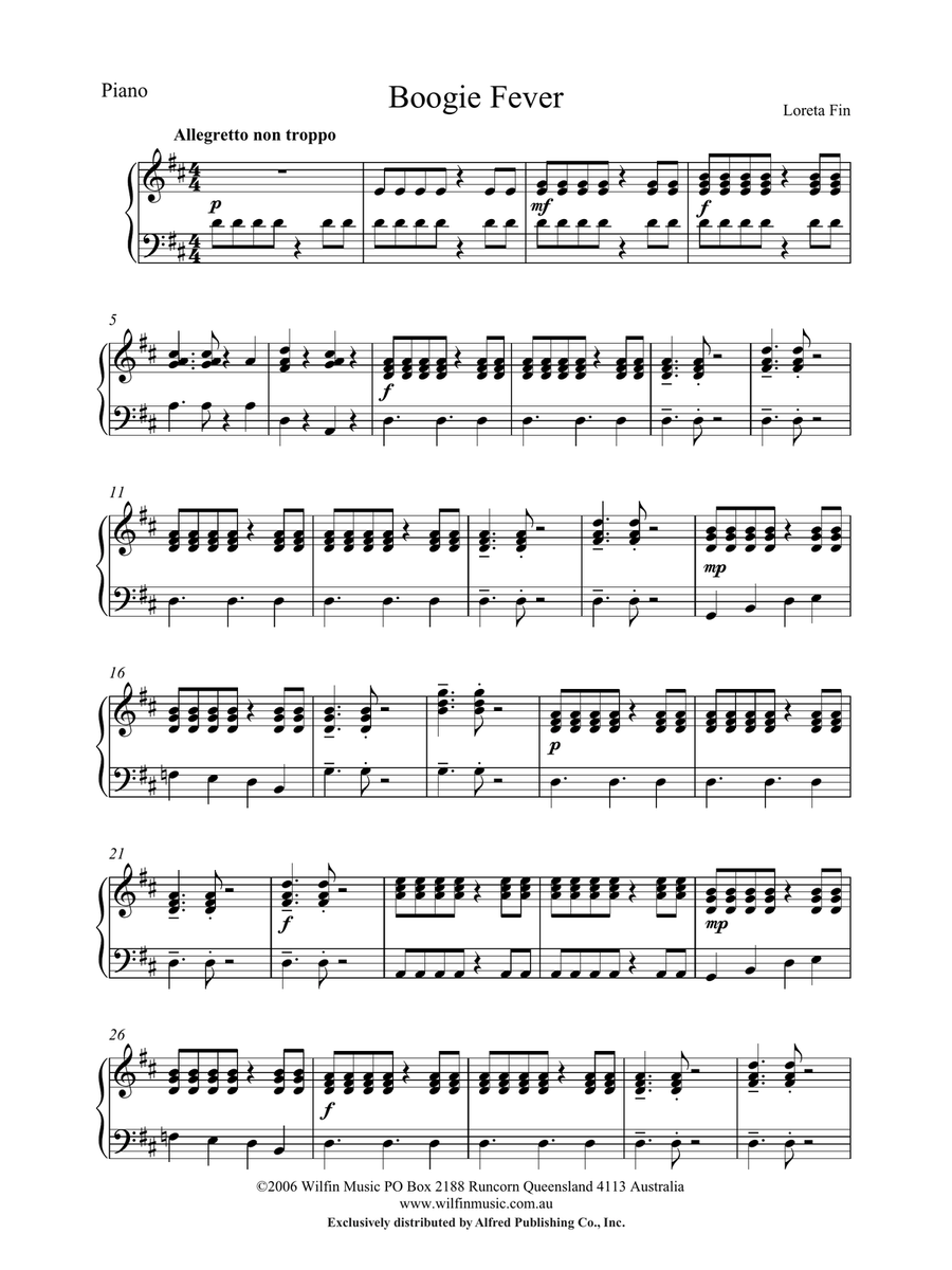 Boogie Fever: Piano Accompaniment