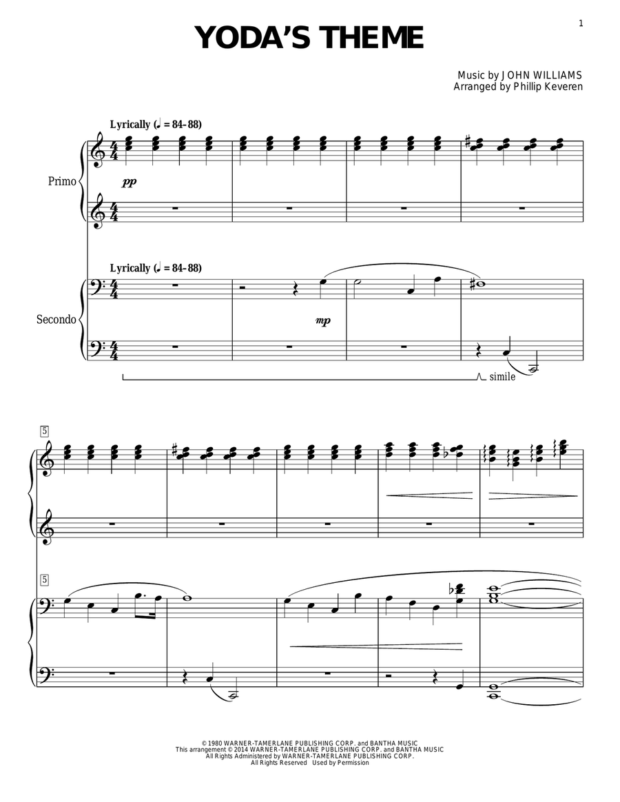 Yoda's Theme (from Star Wars: The Empire Strikes Back) (arr. Phillip Keveren)