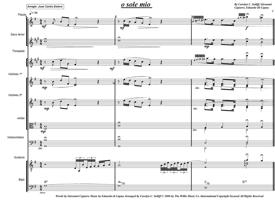 O Sole Mio Large Ensemble scores gallery preview page 1