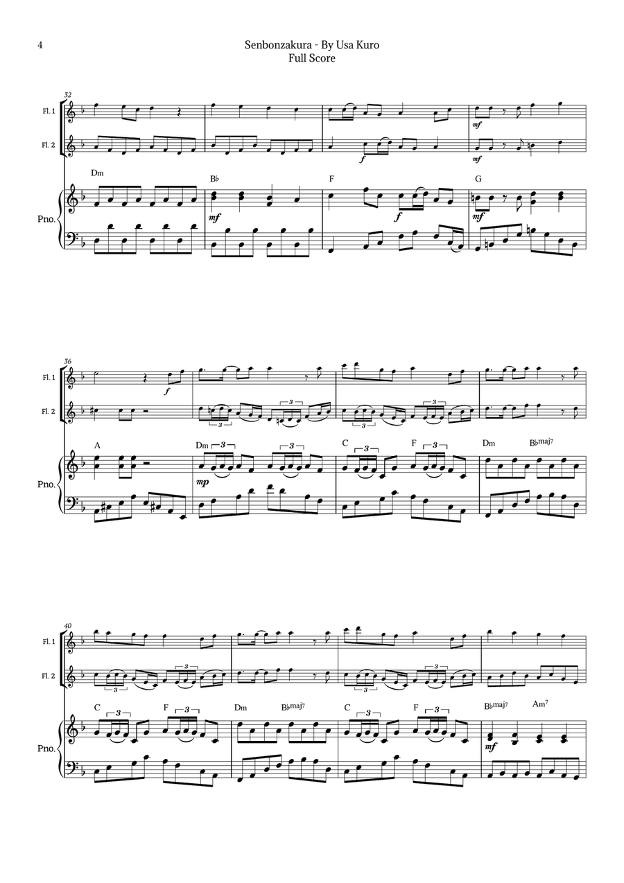 Senbonzakura Flute Duet scores gallery preview page 4