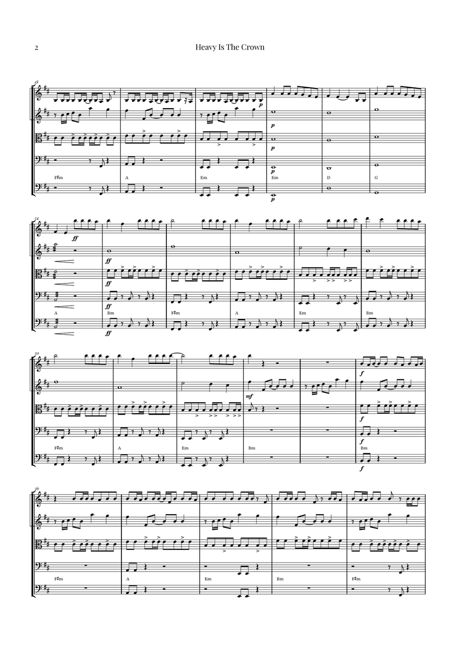 Heavy Is The Crown String Orchestra scores gallery preview page 2