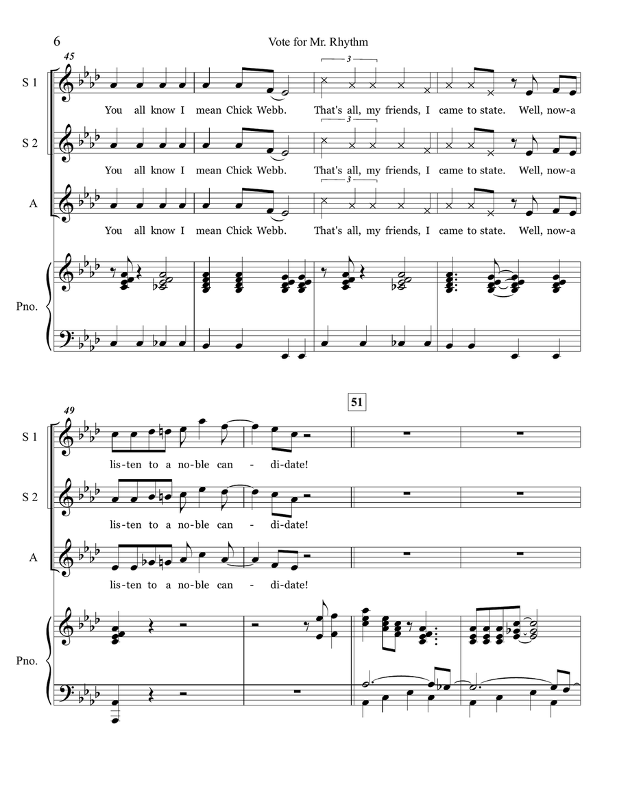 Vote For Mister Rhythm Vote For Mister Rhythm SSA scores gallery preview page 6