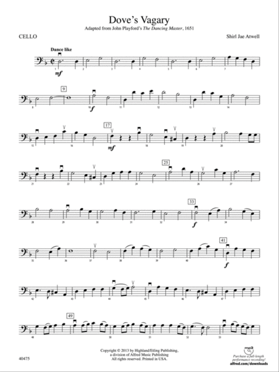 Dove's Vagary: Cello String Orchestra scores gallery preview page 1