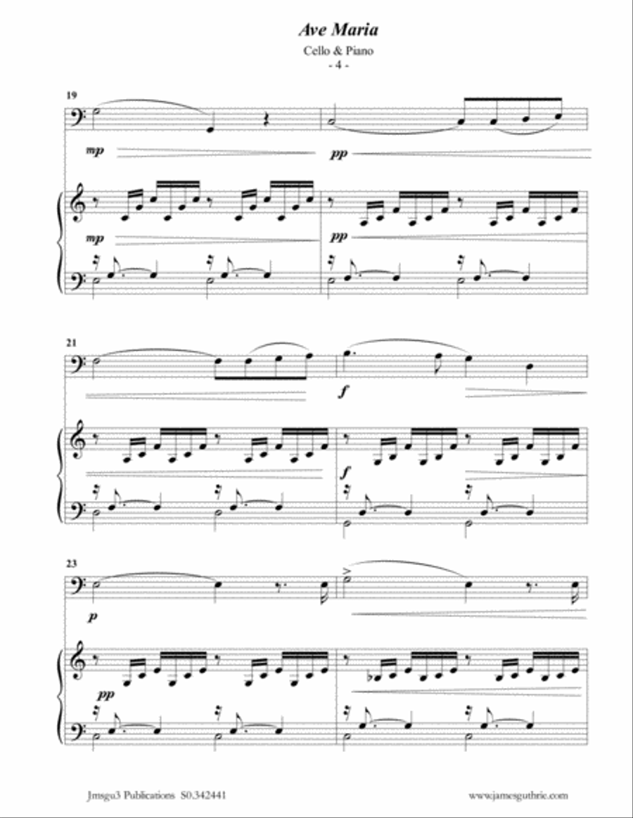 Bach-Gounod: Ave Maria for Cello & Piano Piano scores gallery preview page 4