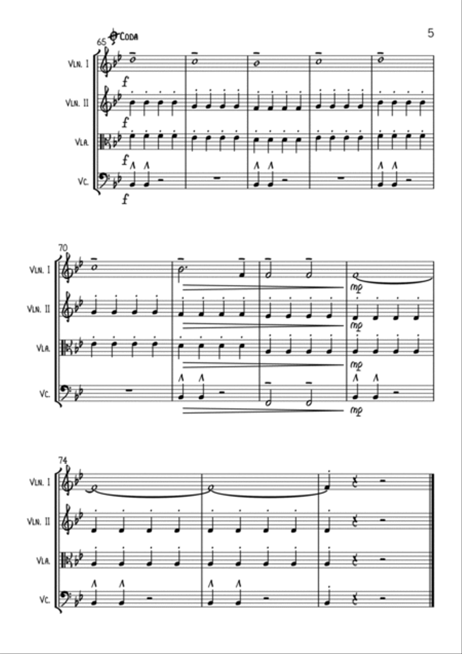 Wonderful Christmastime String Quartet scores gallery preview page 5