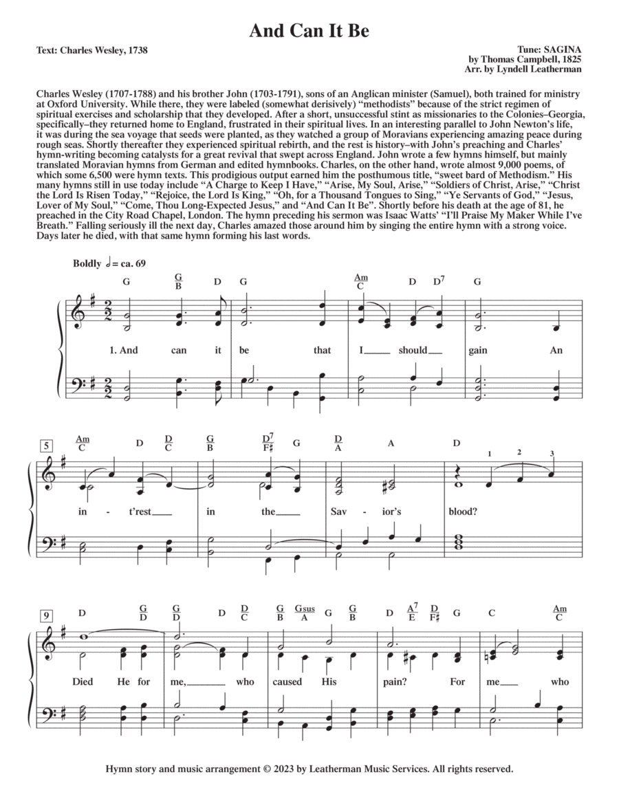And Can It Be Piano, Vocal, Guitar scores gallery preview page 1