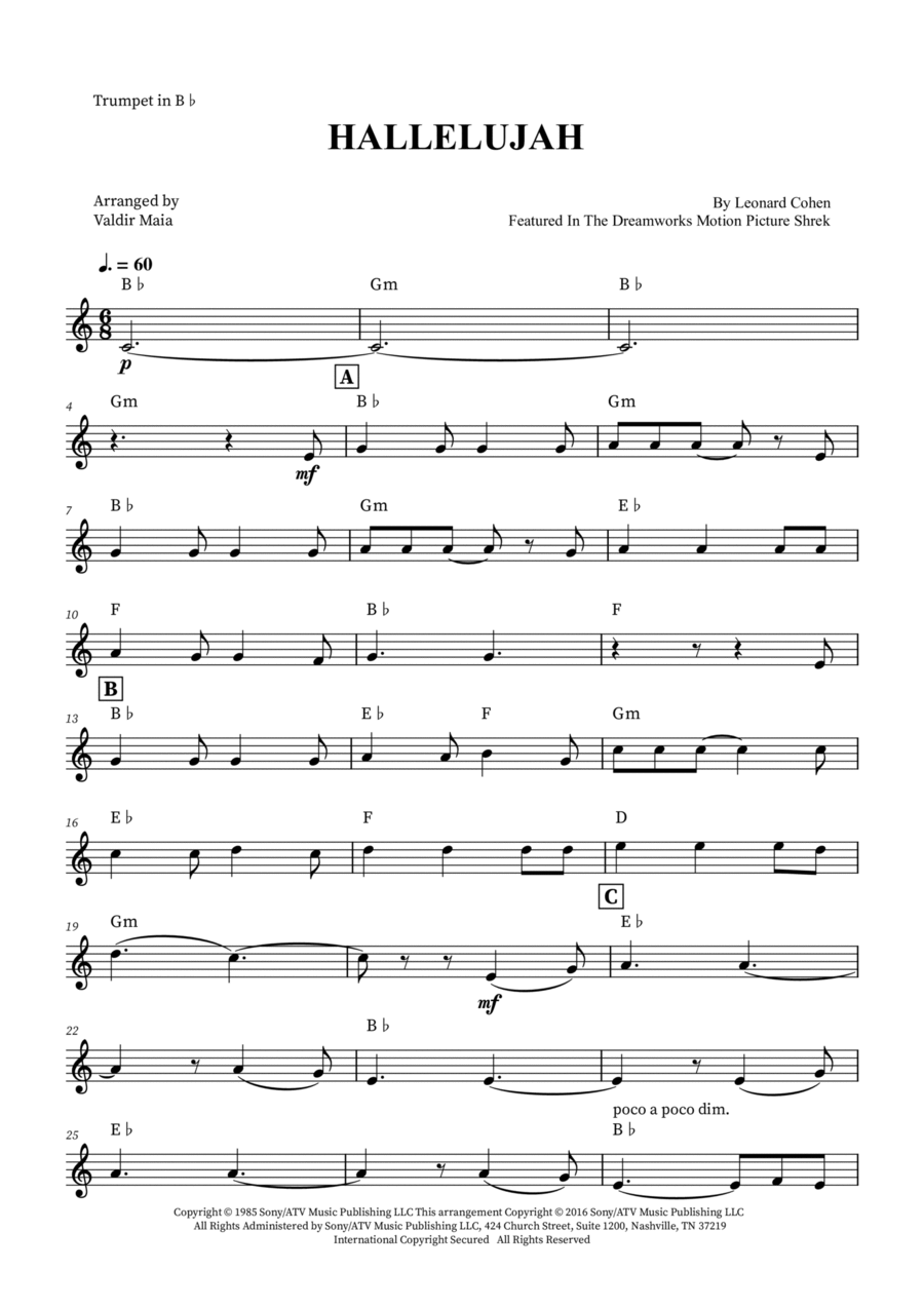 Hallelujah Hallelujah Trumpet Solo scores gallery preview page 1