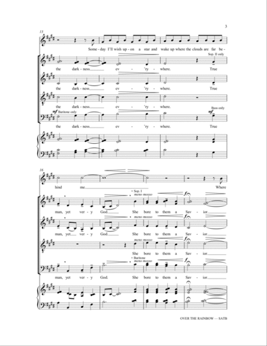 Over The Rainbow (with Lo How a Rose) (arr. Richard Bjella) 4-Part scores gallery preview page 3