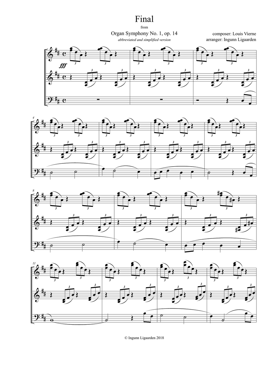 Final from Organ Symphony no. 1 - Louis Vierne (abridged) Organ Solo scores gallery preview page 1