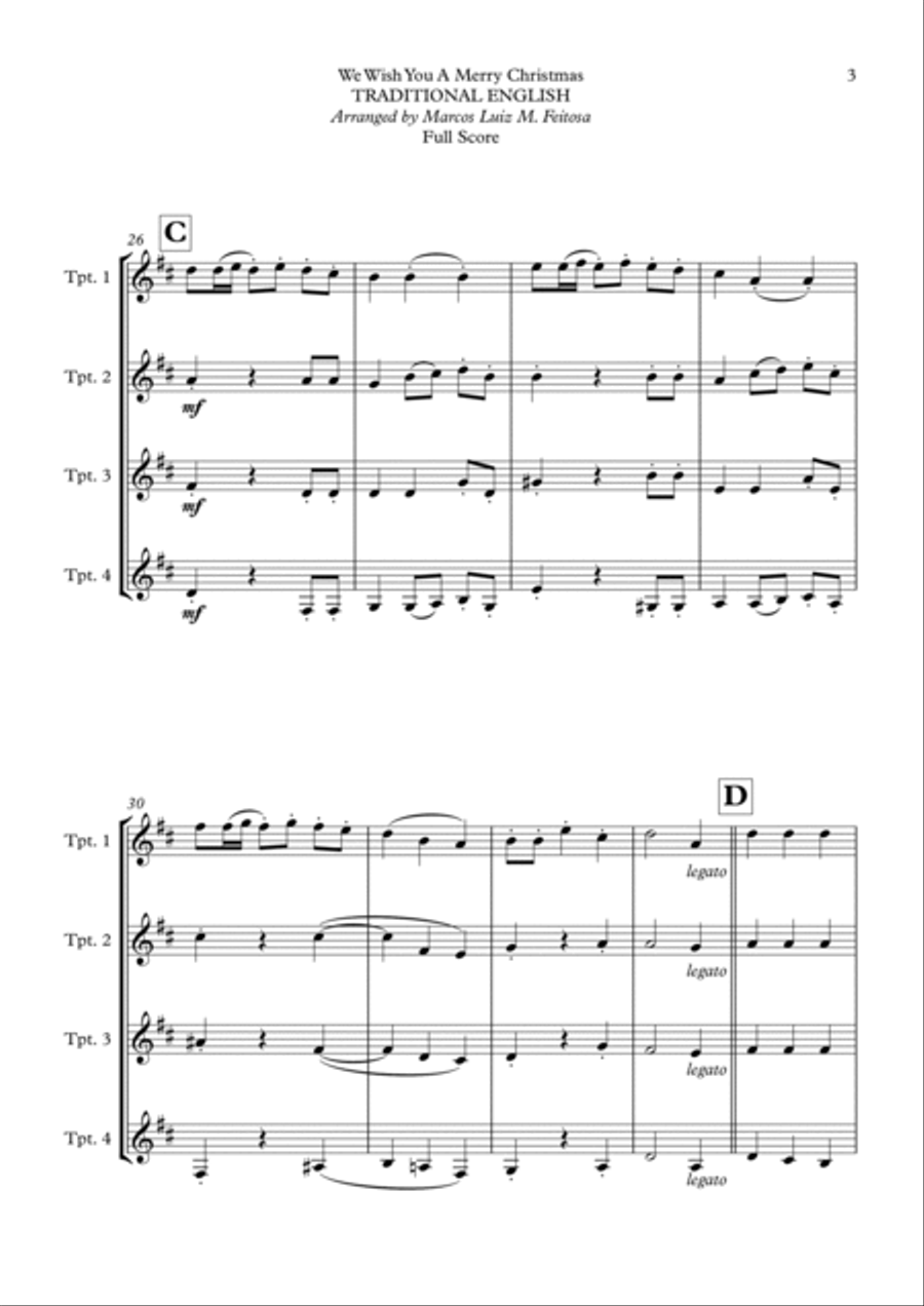 We Wish You A Merry Christmas - Trumpet Quartet Brass Ensemble scores gallery preview page 5