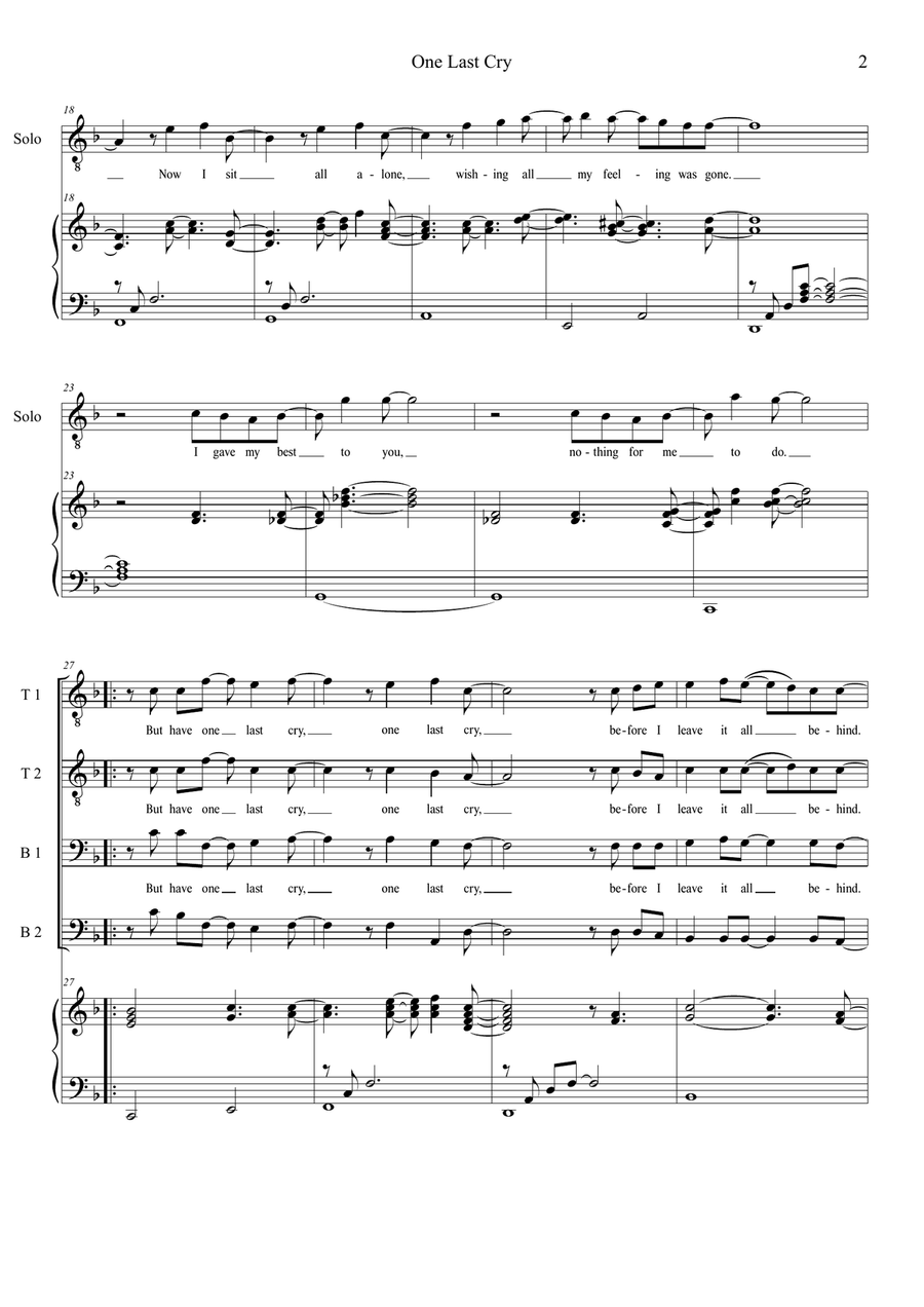 One Last Cry One Last Cry TTBB scores gallery preview page 2
