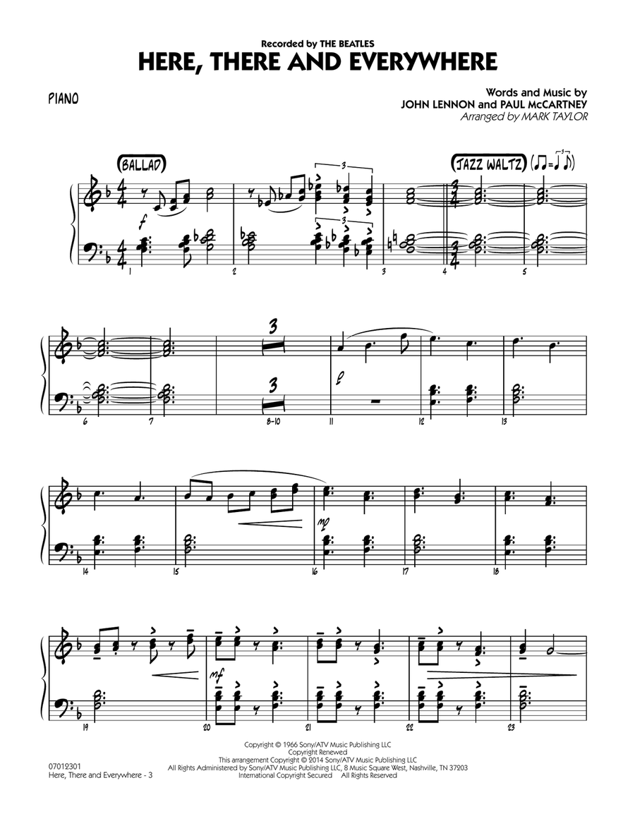Here, There and Everywhere - Piano Jazz Ensemble scores gallery preview page 2