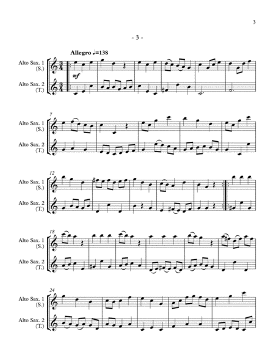 10 Little Duets for Teacher and Student (2 Alto Saxophones) Woodwind Duet scores gallery preview page 3
