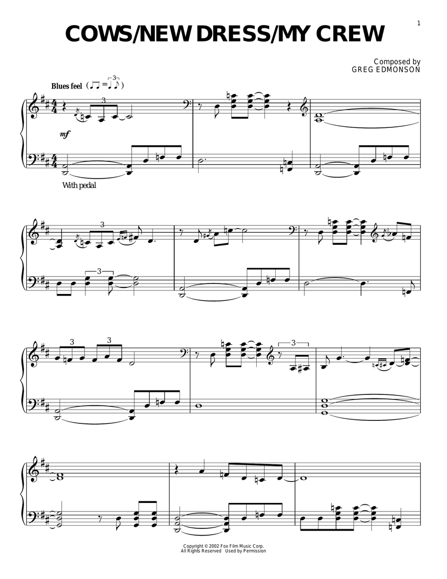 Cows/New Dress/My Crew Piano Solo scores gallery preview page 1