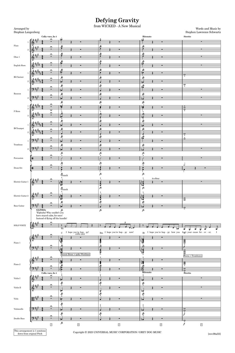 Defying Gravity - Score Only Full Orchestra scores gallery preview page 1