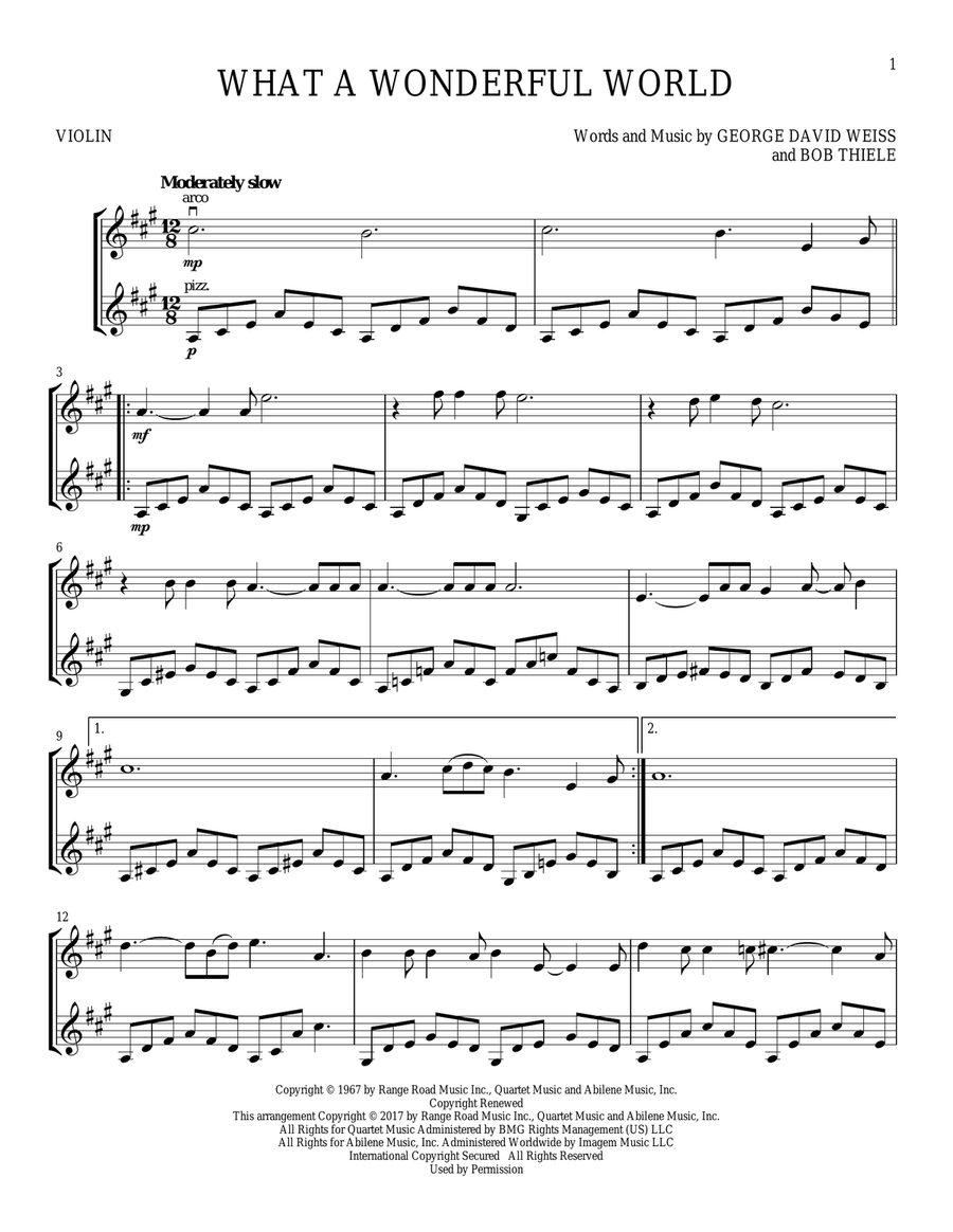 What A Wonderful World What A Wonderful World String Duet scores gallery preview page 1