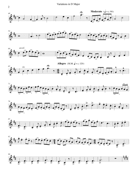 Duet in D Major- Bass Clarinet Part