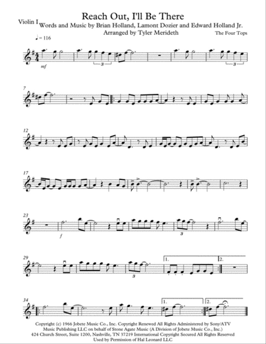 Reach Out And I'll Be There String Quartet scores gallery preview page 4