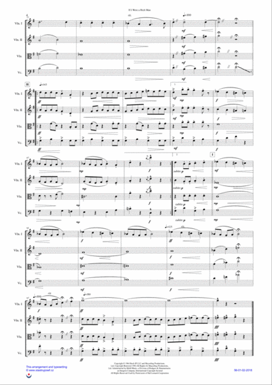 If I Were A Rich Man String Quartet scores gallery preview page 4