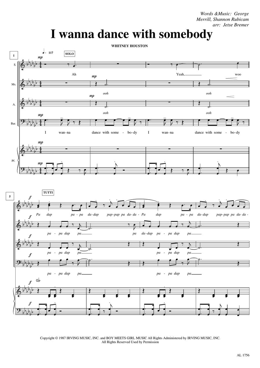 I Wanna Dance With Somebody 4-Part scores gallery preview page 1