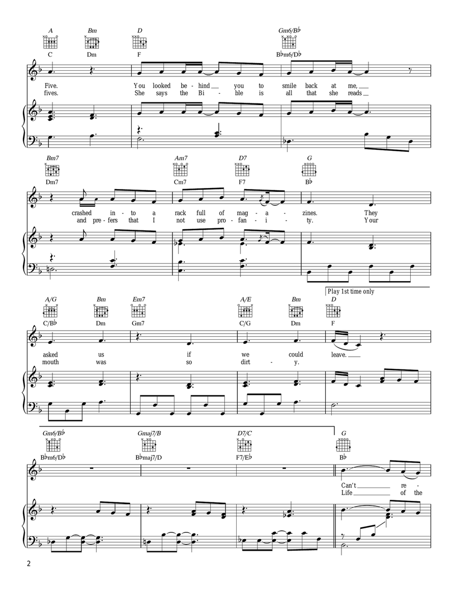 Comfortable Comfortable Piano, Vocal, Guitar scores gallery preview page 2