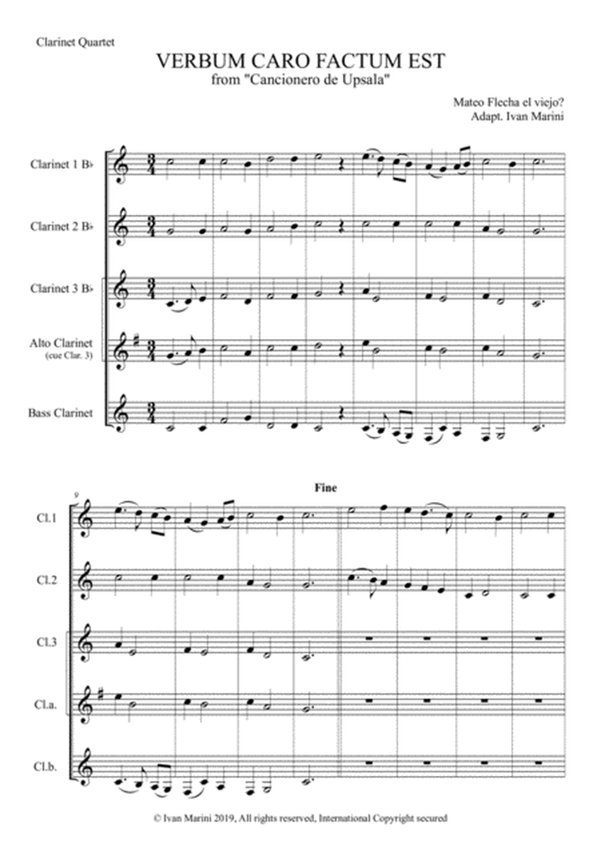 VERBUM CARO FACTUM EST - Villancico for Clarinet Quartet image number null
