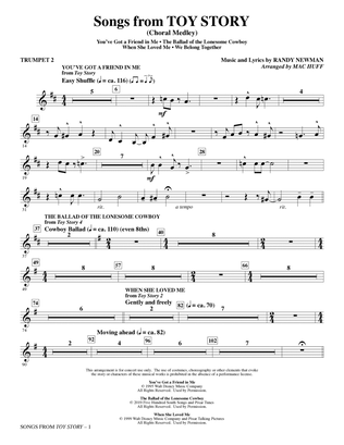 Songs from Toy Story (Choral Medley) (arr. Mac Huff) - Trumpet 2