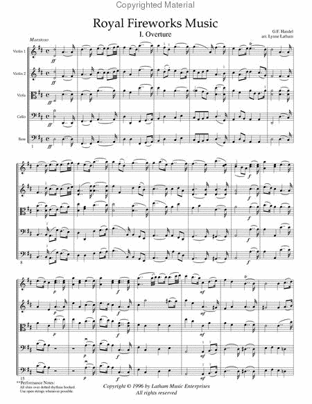 The Royal Fireworks Music for String Orchestra - Score