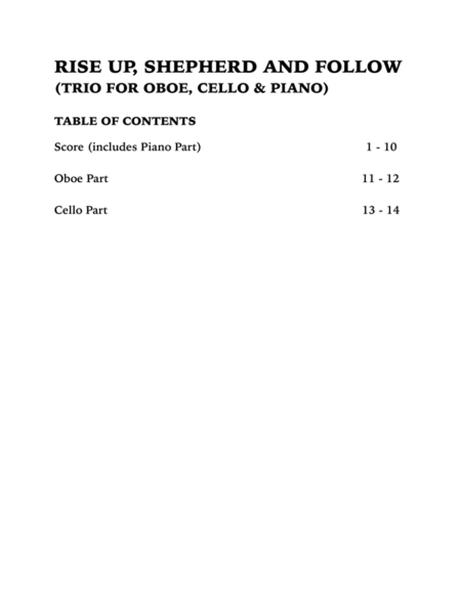 Rise Up, Shepherd and Follow (Trio for Oboe, Cello and Piano) image number null