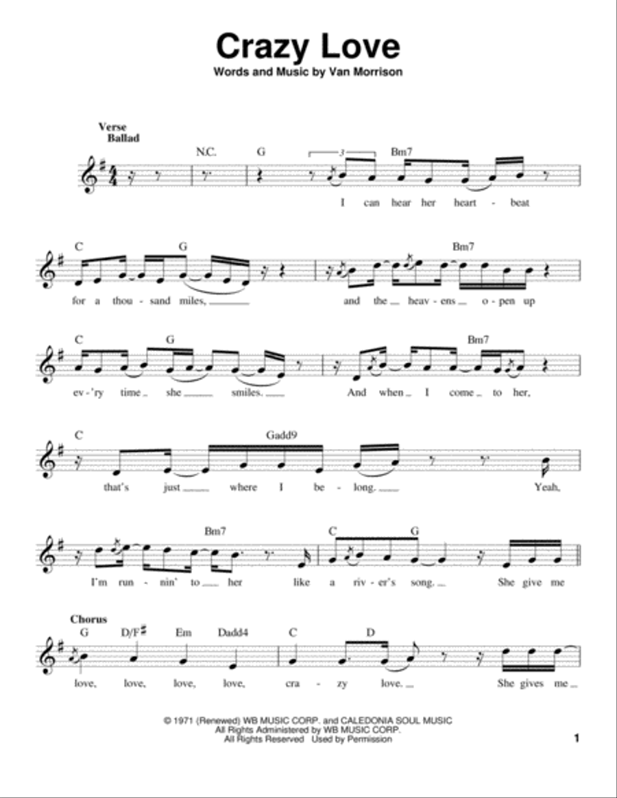 Crazy Love Crazy Love Voice scores gallery preview page 1
