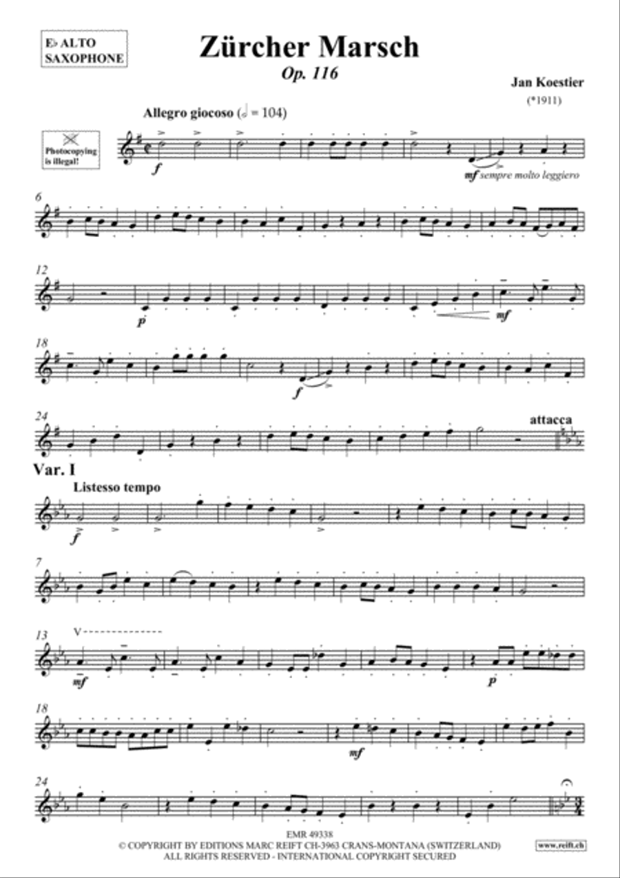 Zurcher Marsch Zurcher Marsch Alto Saxophone scores gallery preview page 2