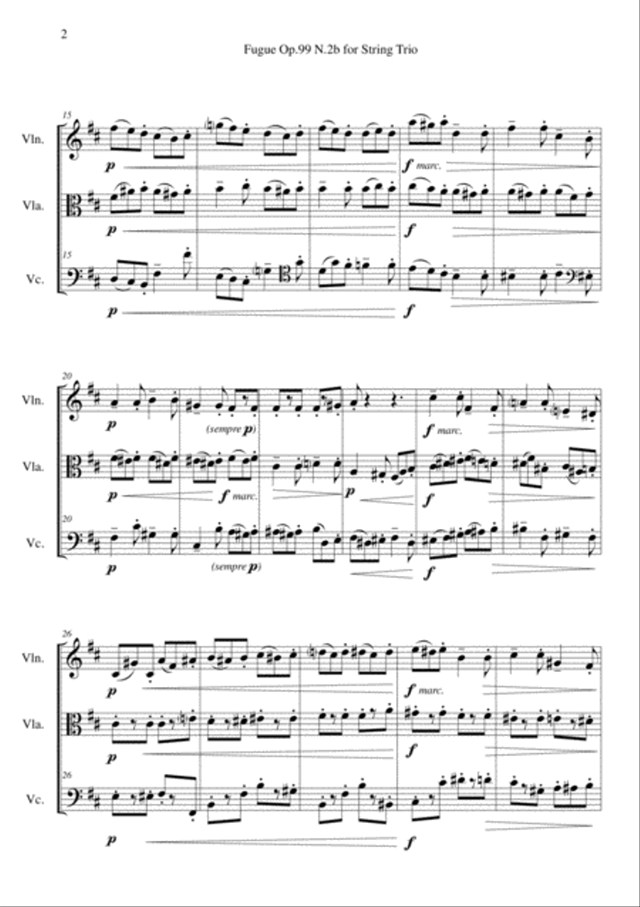 Fugue Op.99 N.2b for String Trio String Trio scores gallery preview page 2