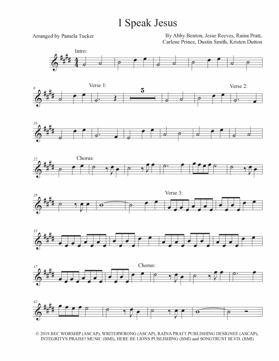 I Speak Jesus C Instrument scores gallery preview page 1