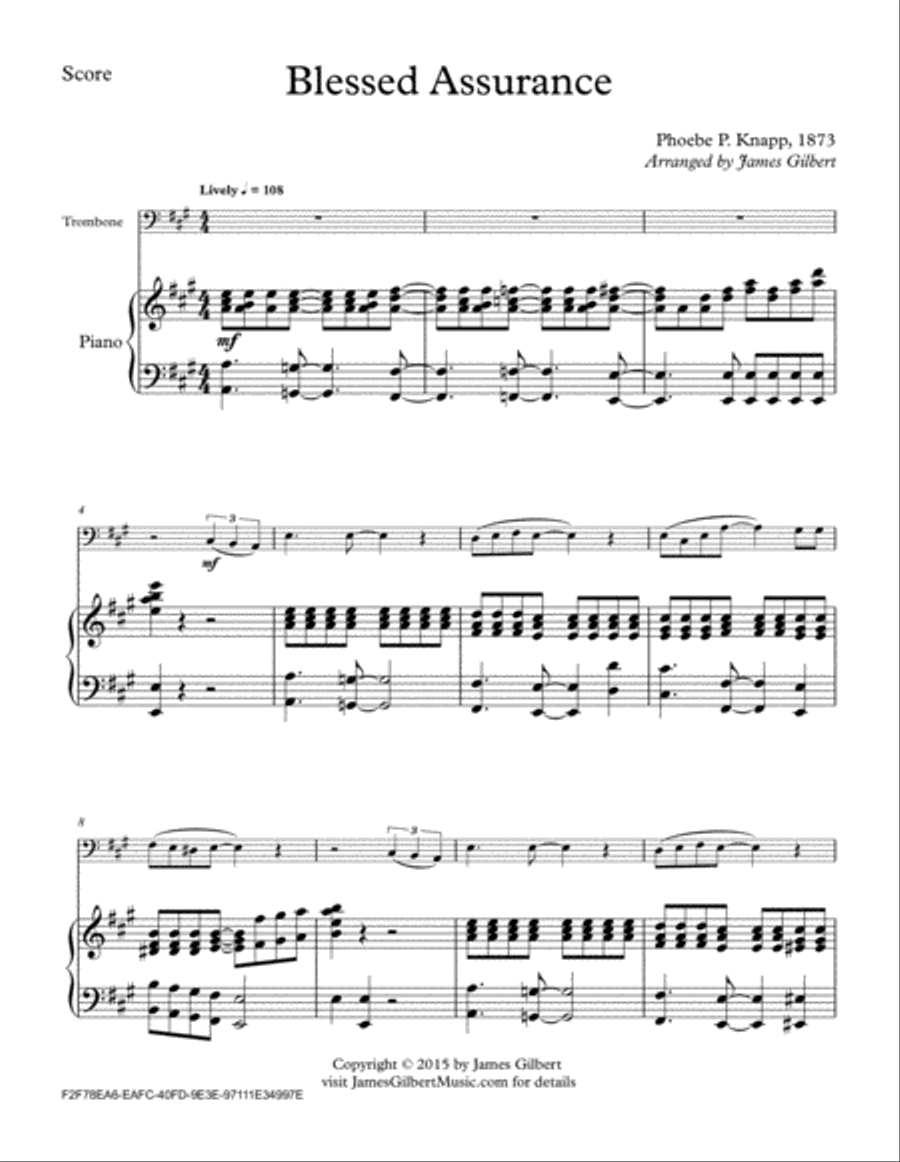 Blessed Assurance Piano scores gallery preview page 1