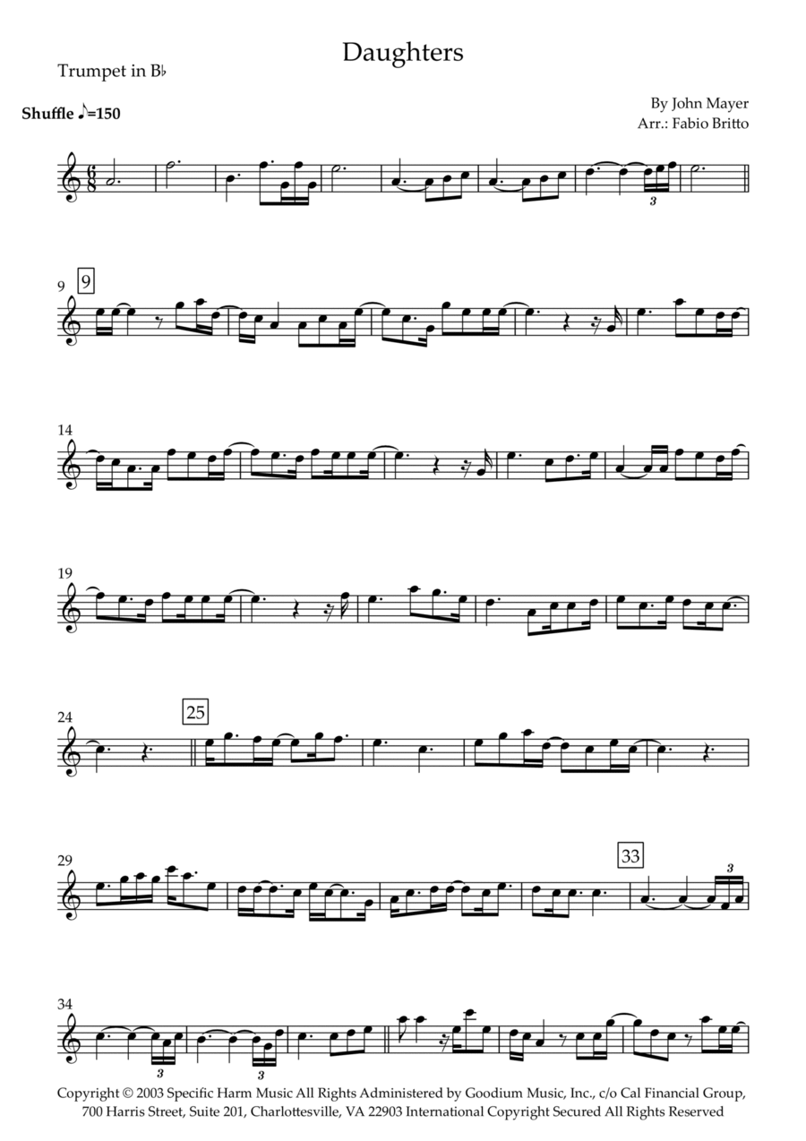 Daughters B-Flat Trumpet scores gallery preview page 1