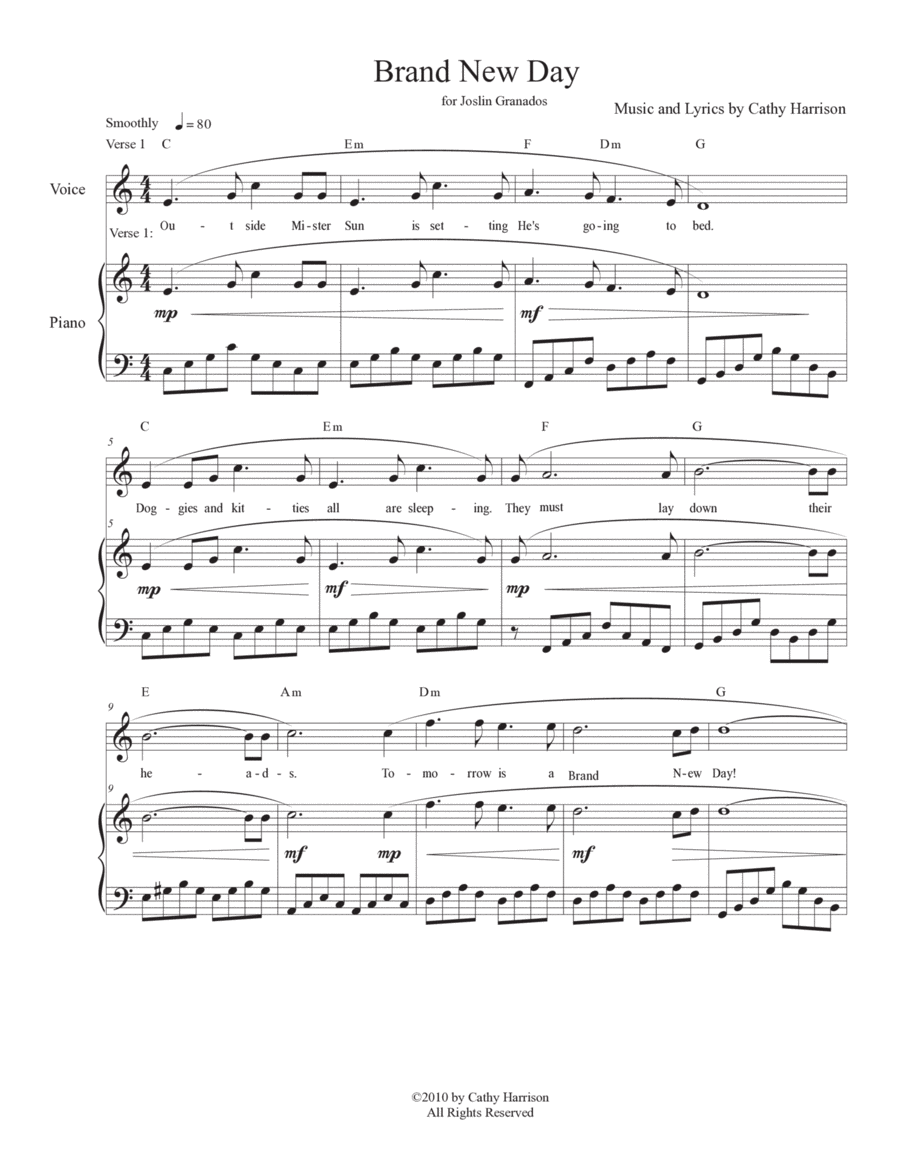 Brand New Day Piano, Vocal, Guitar scores gallery preview page 1