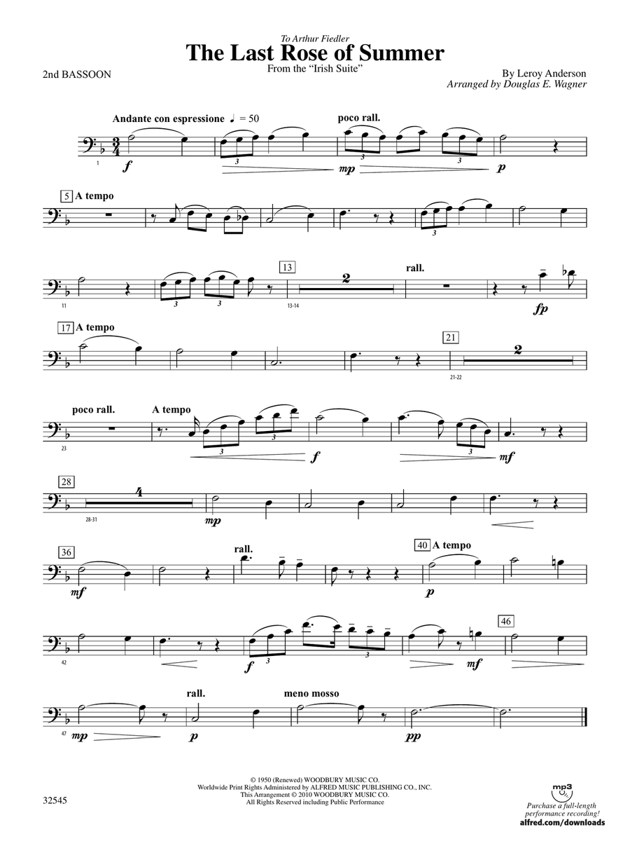 The Last Rose of Summer (from the Irish Suite): 2nd Bassoon