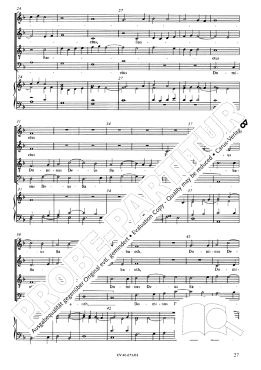 Mass in F major (Missa in F. Selva morale et spirituale) 4-Part scores gallery preview page 43